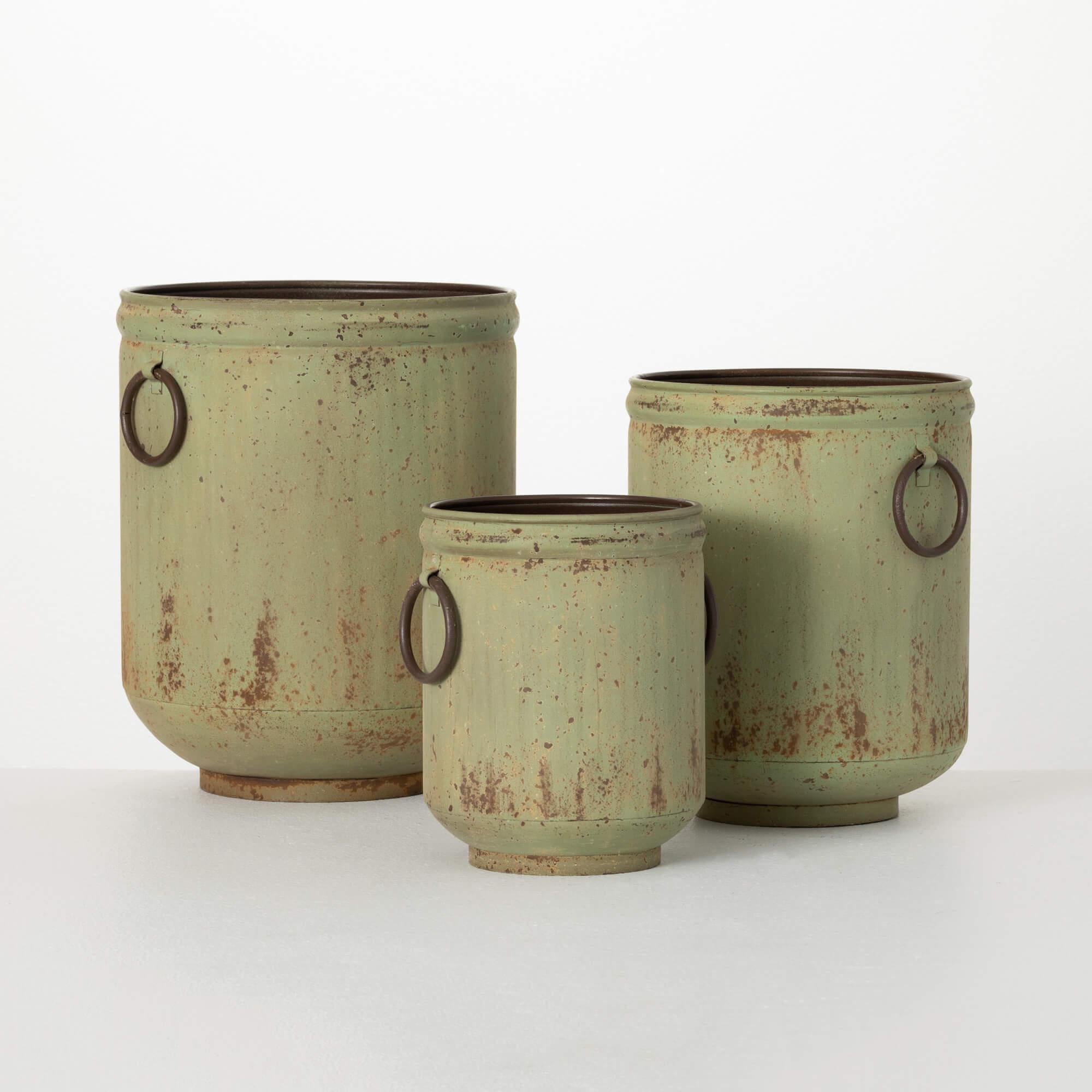 Olive-Hued Patina Planter